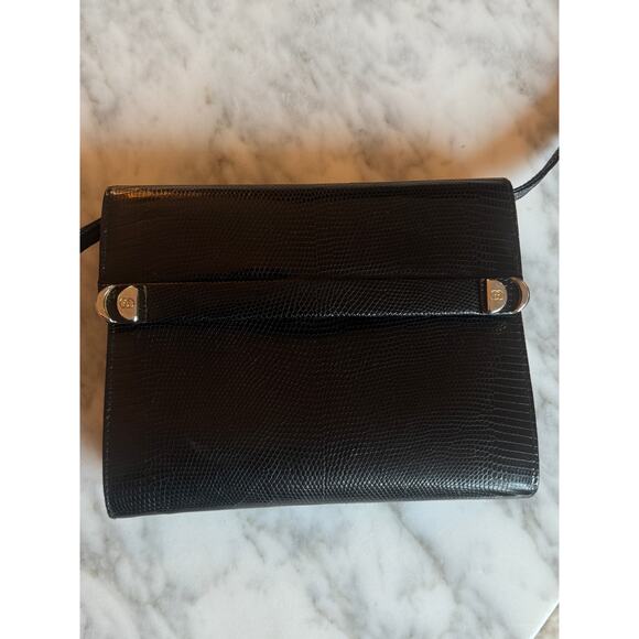 Gucci Vintage Black Genuine Lizard 2-Way Clutch - Picture 1 of 6